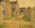 Framed Oil on Canvas View of a Street in a French Village