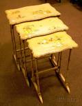 Nest of Three Chinoiserie Decorated Stands