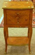 Louis XV Style Ormolumounted Marquetry and Veneered Serpentine ThreeDrawer Stand