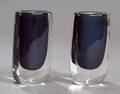 Two Orrefors Colorless and Blue Glass Vases