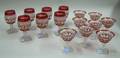 Fifteen Pieces of Red Pressed Glass Stemware