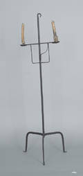 Wrought iron adjustable floor standing candlestand late 18th c