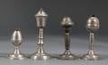 Four Pewter Whale Oil Lamps