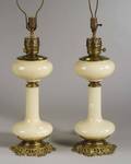 Pair of Opaline Glass and Ormolumounted Oil Lamps