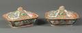Pair of Rose Medallion Covered Porcelain Dishes