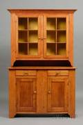 Federal Pine Carved Glazed Stepback Cupboard