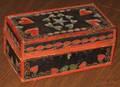 Polychrome Leather Covered Box with Heart and Star Cutouts