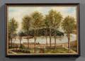 American School 19th Century River Scene with Locomotive and Sailboats