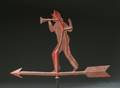 Redpainted Tinned Sheet Iron Fireman Weather Vane