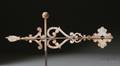 Painted Sheet Iron Banner Weather Vane with Cast Bronze Hand