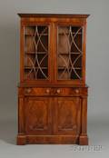 Classical Mahogany Carved and Mahogany Veneer Glazed Twotier Cabinet
