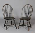 Pair of Windsor Blackpainted Braced Bowback Chairs