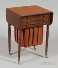 Federal Mahogany Carved and Mahogany Veneer Dropleaf Work Table