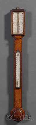 Mahogany and Burl Veneer Stick Barometer