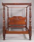 Classical Mahogany Carved and Mahogany Veneer Tall Post Bed with Tester