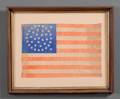 Stenciled Woven Linen 38star American Flag