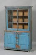 Bluepainted Pine Glazed Stepback Cupboard