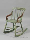 Greenpainted Windsor Childs Rocking Chair