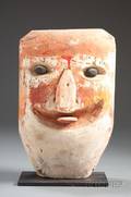 Carved and Painted Wooden Mask Sculpture