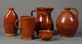 Five Pieces of Redware Pottery