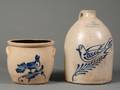 Cobalt Decorated Stoneware Jug and Crock
