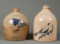 Two Twogallon Cobalt Blue Decorated New York Stoneware Jugs