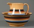 Yellowware Banded Wash Basin and Pitcher