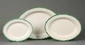 Three Graduating Green Featheredge Creamware Oval Platters