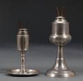 Two Pewter Fluid Burning Lamps