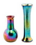 Two Finely Iridized Hand Blown Art Glass Vases