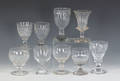 Nine colorless glass gobletsrummers earlymid 19th c