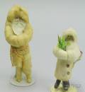 Two Cotton Batting Santa Figures