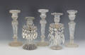 Three French colorless glass candlesticks mid 19th c