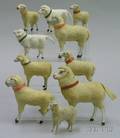 Flock of Ten FleeceCovered PapierMache Sheep