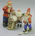 Five Cloth and Composition Santa Figures