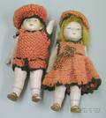 Two Small AllBisque Dolls
