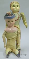 Hatted Waxed PapierMache Shoulder Head Doll