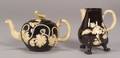 Two Staffordshire Black Glazed Creamware Items