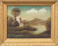 Oil on canvas primitive landscape