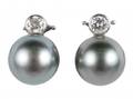 Pair of 14k South Sea Pearl  Diamond Earrings