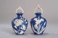 Two Wedgwood Dark Blue Jasper Dip Vases