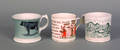 Three English transfer decorated mugs 19th c