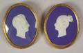 Pair of Wedgwood Dark Blue Jasper Dip Portrait Medallions