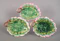 Three Etruscan majolica oak leaf bread trays late 19th c