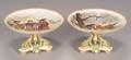 Pair of Wedgwood Handpainted Queens Ware Compotes