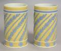 Pair of Wedgwood Yellow Jasper Dip Spill Vases