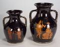 Two Black Glazed Earthenware Portlandstyle Vases