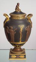 Wedgwood Gilded and Bronzed Black Basalt Vase and Cover