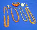 Large Group of Antique Coral and Shell Jewelry Items