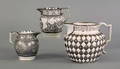 Three English silver resist pitchers 19th c